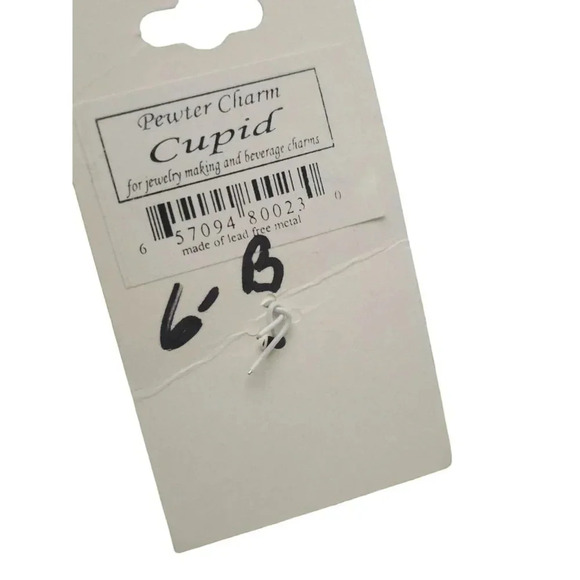 Pewter Cupid Angel Charm Silver Tone Vintage for a Bracelet or Project - Picture 3 of 4